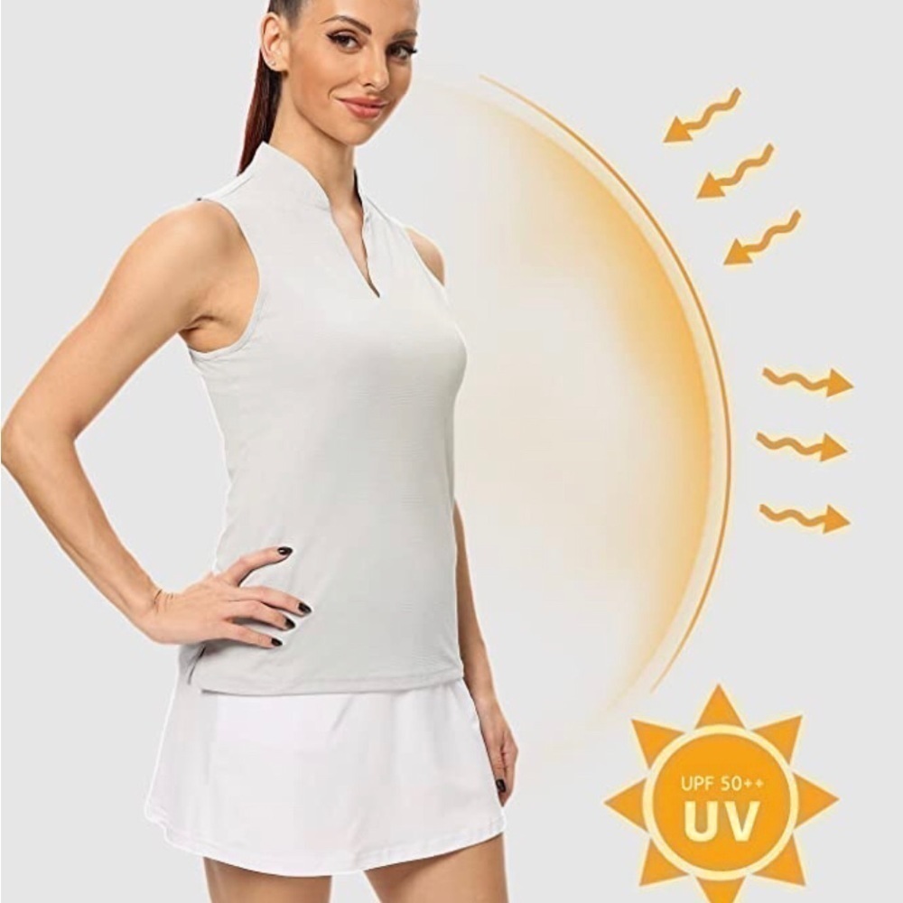 Pedaxi Golf/Tennis Top Women’s Athletic Quick Dry Sleeveless Zip Gray Size-XXL